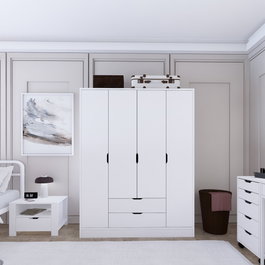 Hanah Home Armario Duru 4 Puertas Blanco Mate